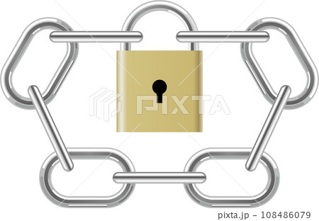 頑丈なチェーンと鍵で表現したセキュリティマーク 頑丈なチェーンと鍵で表現したセキュリティマーク 108486079