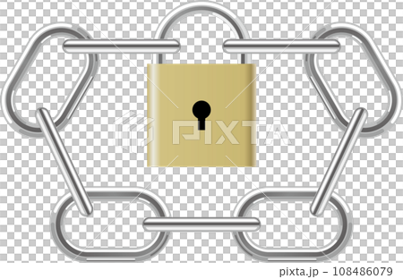 頑丈なチェーンと鍵で表現したセキュリティマーク 頑丈なチェーンと鍵で表現したセキュリティマーク 108486079
