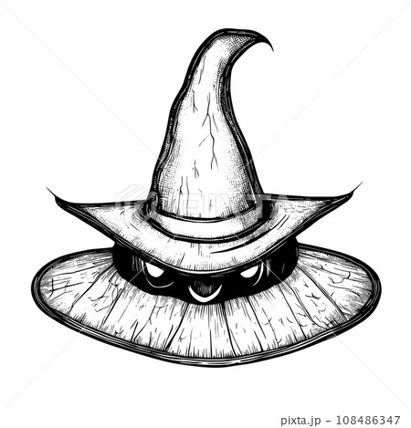 sketch Halloween witch hat fancy. Cute wizard caps cartoon design element isolated, 31 October holiday sketch Halloween witch hat fancy. Cute wizard caps cartoon design element isolated, 31 October holiday 108486347