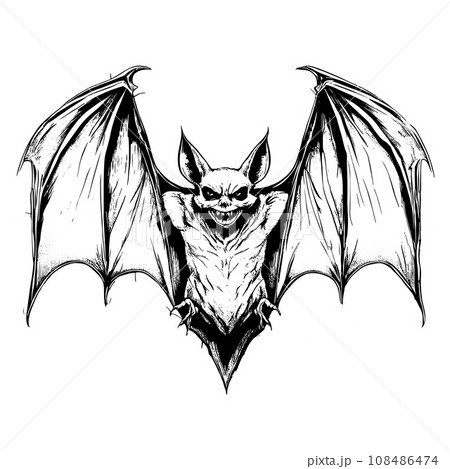 Halloween scary bat sketch close-up Halloween scary bat sketch close-up 108486474