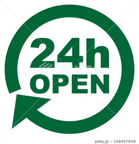 24時間営業のアイコン 緑 108487059