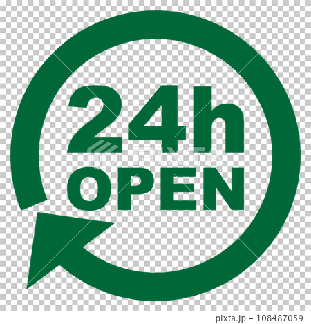 24時間営業のアイコン 緑 108487059