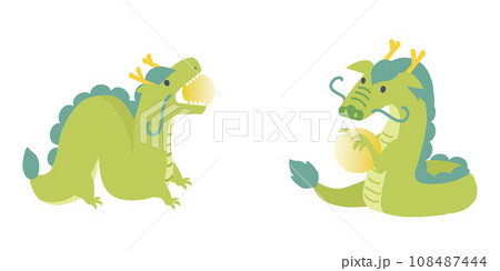 龍と宝珠　カットイラスト 108487444