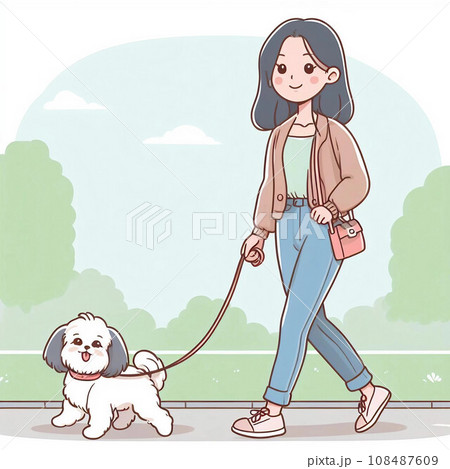 犬の散歩をする女性2 108487609
