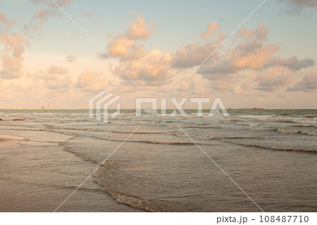 orange sunset evening beach at Thailand 108487710