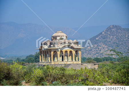An ancient temple near 17th century Bhangarh Fort in Alwar village, Rajasthan, India An ancient temple near 17th century Bhangarh Fort in Alwar village, Rajasthan, India 108487741