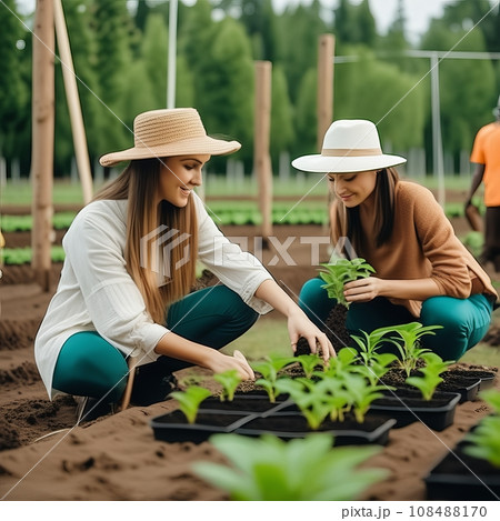 Attractive young women working with plants 108488170