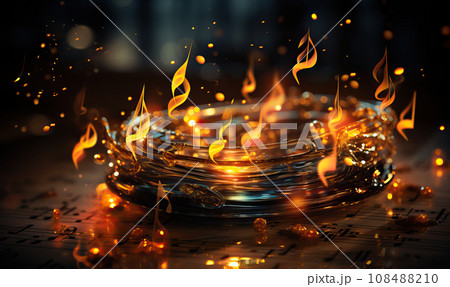 Abstract colorful musical background with notes, instruments. Abstract colorful musical background with notes, instruments. 108488210