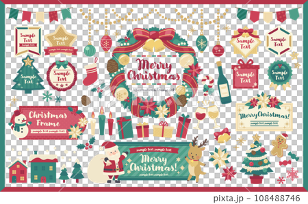 Simple and cute Christmas illustration/frame set Simple and cute Christmas illustration/frame set 108488746