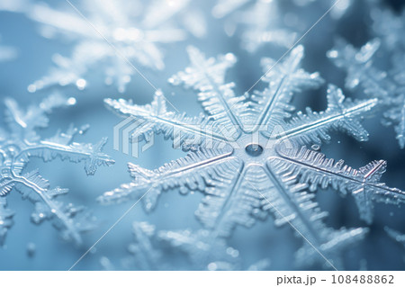 Sparkling Snowflake Close-up, Intricate Ice Crystal Patterns for Christmas 108488862