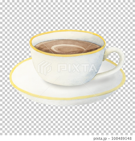 White ceramic coffee cup with cappuccino, hot chocolate or cocoa watercolor illustration isolated on white background for menus, invitations, logos, and prints White ceramic coffee cup with cappuccino, hot chocolate or cocoa watercolor illustration isolated on white background for menus, invitations, logos, and prints 108489148