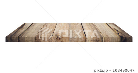 Wooden shelf on isolated white background with space Wooden shelf on isolated white background with space 108490047