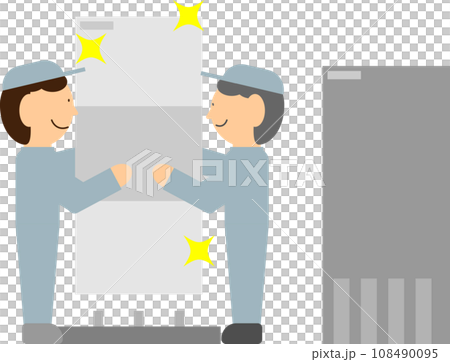 給湯機を交換する作業員のイメージ素材 108490095