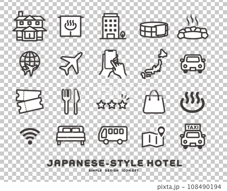 Vector illustration material of icons related to domestic travel 108490194