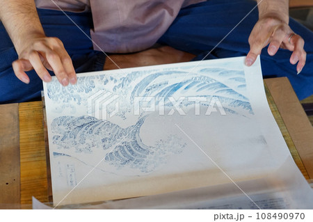 浮世絵ができるまで 摺りの工程 浮世絵ができるまで 摺りの工程 108490970