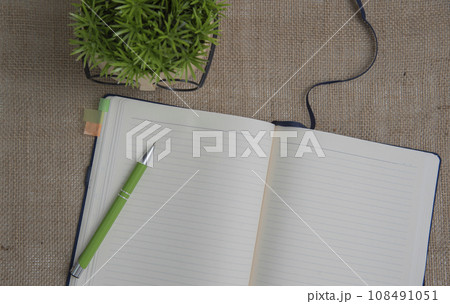 An open notebook with a pencil placed , symbolizing creativity and ideas in a cozy home setting. An open notebook with a pencil placed , symbolizing creativity and ideas in a cozy home setting. 108491051