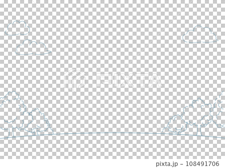 草原と木の線画の背景イラスト 108491706