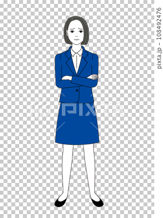 腕組みをして怒った表情をしているスーツ姿の女性 腕組みをして怒った表情をしているスーツ姿の女性 108492476