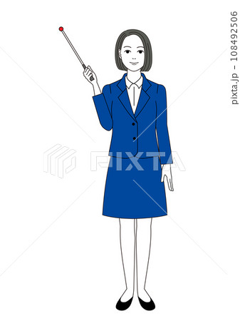 指示棒を持っているスーツ姿の女性　全身 108492506
