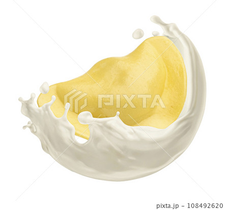 Dumpling falling into sour cream splash isolated on white background 108492620