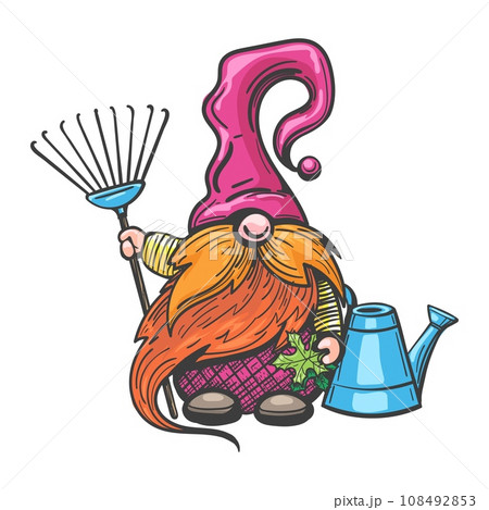 Cartoon gnome gardener 108492853
