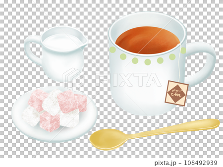 紅茶とかわいい角砂糖のイラスト 108492939