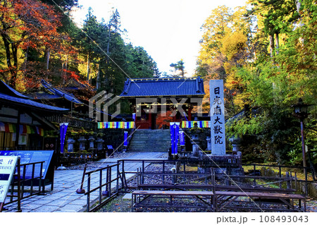 【栃木】秋の日光山輪王寺 夕暮れ時の大猷院仁王門 【栃木】秋の日光山輪王寺 夕暮れ時の大猷院仁王門 108493043