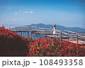 Traveler asian woman travel in flower garden at Chiang Mai Thailand 108493358