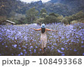 Traveler asian woman travel in flower garden at Khao Yai Thailand 108493368