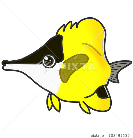 吻が細長く可愛いフエヤッコダイという熱帯魚のイラスト 108493559