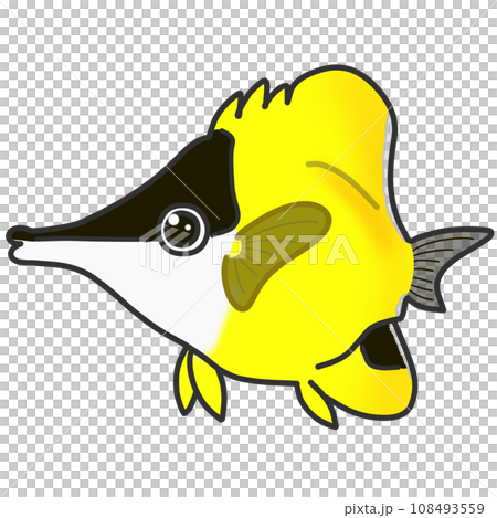 帶有長而細長的鼻子的熱帶魚的插圖。 108493559