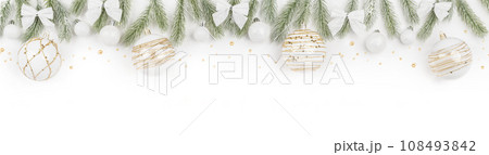 Christmas border with gold on white Christmas border with gold on white 108493842