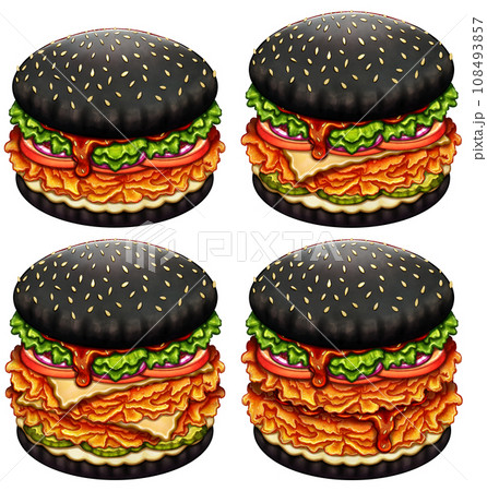 Set of chicken burgers on a transparent background Set of chicken burgers on a transparent background 108493857