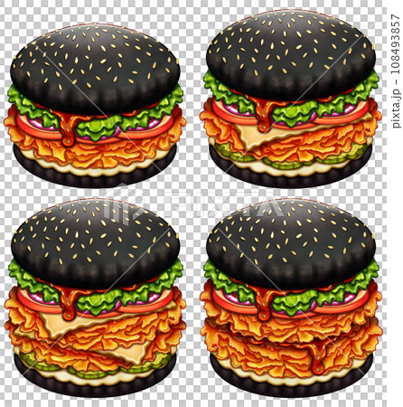 Set of chicken burgers on a transparent background 108493857