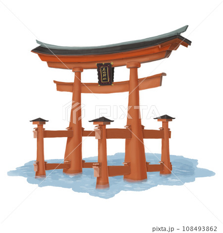 厳島神社大鳥居のイラスト 厳島神社大鳥居のイラスト 108493862