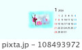 2024　　令和6年　1月　カレンダー　花 108493972