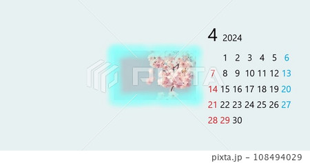 2024 令和6年 4月 カレンダー 花 2024 令和6年 4月 カレンダー 花 108494029