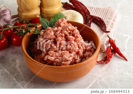 Raw minced pork uncooked meat Raw minced pork uncooked meat 108494313