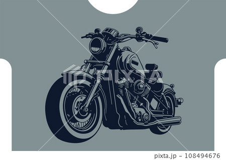 Classic motorcycle vector illustration. Motor bike for logo, biker club emblem, sticker, t shirt design print. Classic motorcycle vector illustration. Motor bike for logo, biker club emblem, sticker, t shirt design print. 108494676