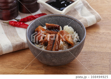 Roasred eel with steamed rice 108494925