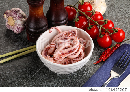 Delicous marinated squid tentacles in the bowl Delicous marinated squid tentacles in the bowl 108495207