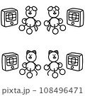 ストーブで暖まるわんまるとにゃんまるの線画セット 犬 猫 ストーブで暖まるわんまるとにゃんまるの線画セット 犬 猫 108496471