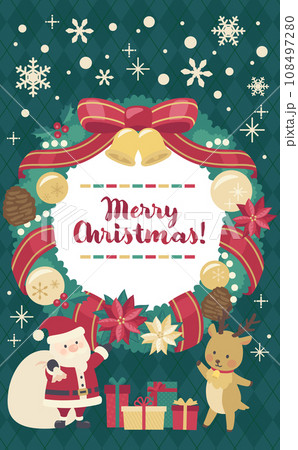クリスマスリースのイラスト緑背景_縦1 クリスマスリースのイラスト緑背景_縦1 108497280