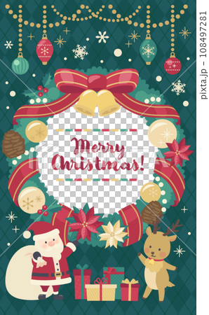 Christmas wreath illustration green background_vertical 2 108497281