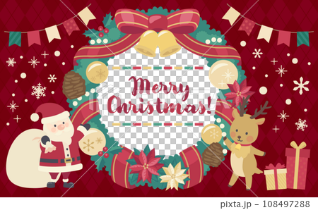 Christmas wreath illustration red background_horizontal 4 Christmas wreath illustration red background_horizontal 4 108497288