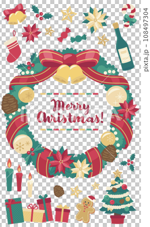 Christmas wreath illustration_vertical 5 Christmas wreath illustration_vertical 5 108497304