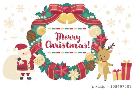 クリスマスリースのイラスト_横1 クリスマスリースのイラスト_横1 108497305