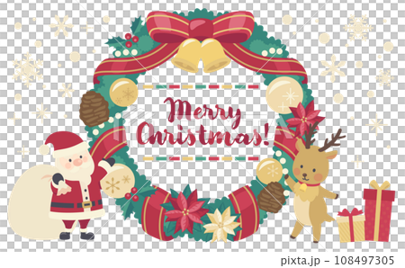 クリスマスリースのイラスト_横1 クリスマスリースのイラスト_横1 108497305