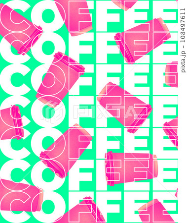 Carton coffee cups. Coffee to go, take away service. Contemporary art collage. Poster. Drink 108497611