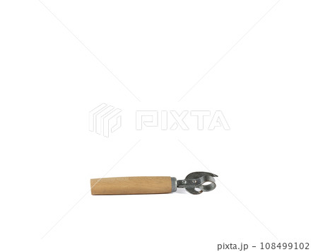 An old can opener with a wooden handle - a time-tested solution to problems 108499102